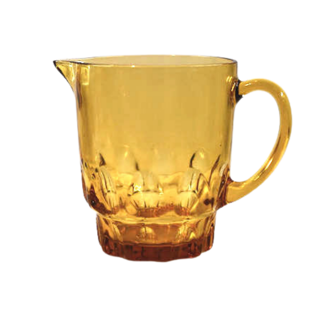 1970s Amber Cut Glass Pitcher