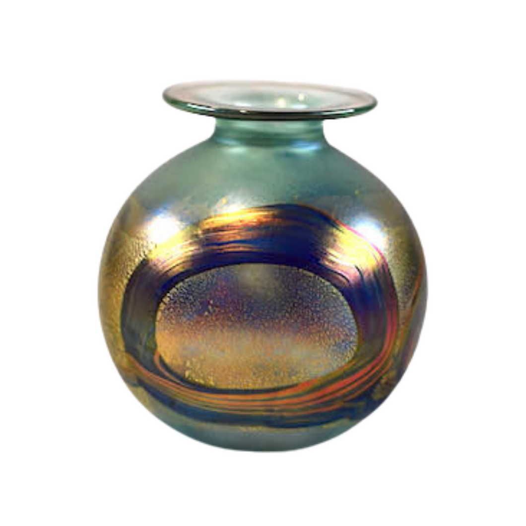 Petite Iridescent Art Glass Orb Vase